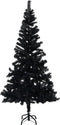 vidaXL - Kunstkerstboom - met - verlichting - en - kerstballen - 120 - cm - PVC - zwart