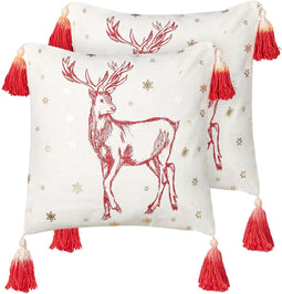 VALLOTA - Sierkussen set van 2 - Wit/Rood - Katoen