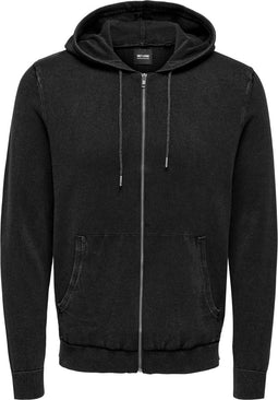 ONLY & SONS ONSLIAM REG 12 WASH HOOD CARD KNIT - Heren Vest - Lange mouw - Capuchon - Maat XL