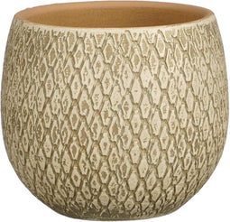 Mica Decorations Bloempot Madeira - 18x18x18 cm - Terracotta - Creme