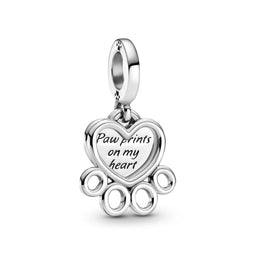 Pandora 799360C00 - Dangle Charm - Hearts & Paw Print - Zilver