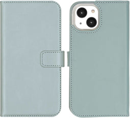 Selencia iPhone 14 - Echt Lederen Bookcase - 3 Pashouders - Blauw