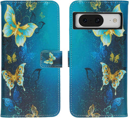 iMoshion Hoesje Geschikt voor Google Pixel 8 Pro Hoesje Met Pasjeshouder - iMoshion Design Softcase Bookcase - Meerkleurig / Blue Butterfly