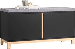 SoBuy FSR117-SCH - Schoenenbank - Opbergbank met 2 Deuren - Zwart