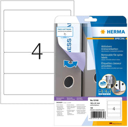 HERMA 10165 - Zelfklevende ordneretiketten - 192 x 61 mm - Wit (100 stuks)