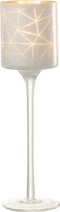 J-Line theelichthouder op voet Milano - glas - wit/goud - small