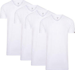 Cappuccino Italia 4-Pack V-Hals T-Shirts - Heren T-shirts - Extra lang - Wit (4-Pack)