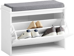 SoBuy FSR98-W - Schoenenbank - Gewatteerd kussen - Wit 60x26x46 cm