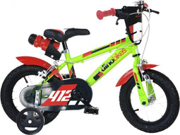 Dino Sfera - Kinderfiets 12 Inch - van 2-4 Jaar - met Zijwieltjes - Jongensfiets Lichtgroen