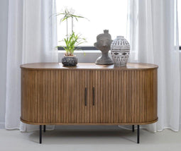 Dressoir Donkerbruin - Eikenhout & Metaal - 45x140x76cm - Dressoir Nola Smoked - Giga Living