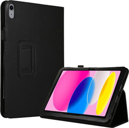 Lunso - Geschikt voor iPad 10 (2022) - Stand flip Bookcase hoes - Zwart