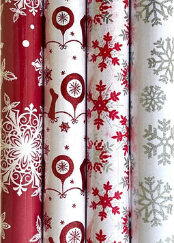 Benza Luxe Kerst Inpakpapier - Cadeaupapier met Foliedruk en Glitter - 150 x 70 cm - Set van 3 (3 stuks)