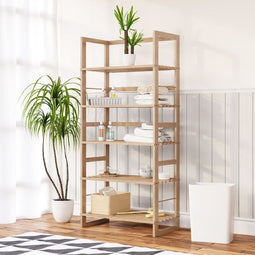 Öland Badkamerrek - Houten Opbergrek 5 Legplanken - Bruin 135,5x58x27cm