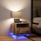 vidaXL - Nachtkastjes - met - LED-lampen - 2 - stuks - Oude - Hout - 40x39x37 - cm