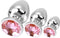 Small/Medium/Large roze - Set Fetish Masturbatie Seksspeeltje - Anale Butt Plug Haak - Anale Butt Plug met Transparant Kristal Diamant - Beginners - 27/33 MM