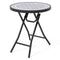 Ronde Tuintafel - Gehard Glas Tafelblad - Grijs Stalen Frame - Diameter 60 cm - Hoogte 70 cm
