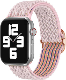 imoshion Elastisch nylon bandje - Geschikt voor Apple Watch 1, 2, 3, 4, 5, 6, 7, 8, 9, 10 (42 mm), SE - 38/40/41 mm - Roze - One Size