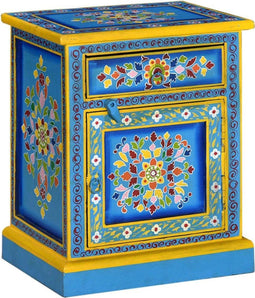 vidaXL - Nachtkastje - handgeschilderd - massief - mangohout - turquoise
