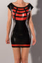 Latex jurkje zwart met rood - M