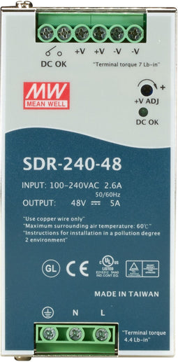Black Box SDR-240-48 - DIN Rail Voeding - 240 Watt 48 VDC - 1 uitgang