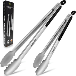 HI NATURE™ Barbecuetangen - Premium Multifunctionele Keukentang - Barbecuetang set 23CM & 30CM | BBQ Accesoires - vleestang - serveertang - salade tang - tangenset - keuken tangen | Hittebestendig & Vaatwasserbestendig - Roestvrij staal (RVS)
