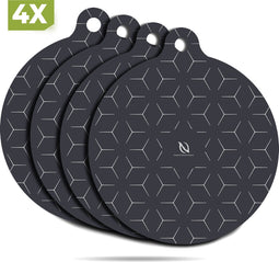 HI NATURE™ Inductie Beschermer set 4 Stuks - Inductie mat - Pannenonderzetter - Hittebestendig - Panbeschermers - Onderzetters Pannen - Inductie Afdekplaat - Afdekplaat Voor Kookplaat - Inductie Matjes Rond - 100% BPA Vrie (Zwart)