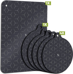 HI NATURE™ Inductie Beschermer set 6 Stuks - Inductie mat - Pannenonderzetter - Hittebestendig - Panbeschermers - Onderzetters Pannen - Inductie Afdekplaat - Afdekplaat Voor Kookplaat - Inductie Matjes - 100% BPA Vrie (Zwart)