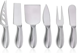 HI NATURE™ kaasmessen set van 6 - Kaasmesjes - kaasmes | Kaasmessenset voor alle kaassoorten - Smeermesje - Vaatwasserbestendig - RVS - Zilver