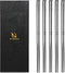 HI NATURE™ Luxe Chopsticks Set - Koreaanse Eetstokjes - Herbruikbaar en Vaatwasserbestendig - 5 Paar - Antislip - Metaal / RVS - Zilver