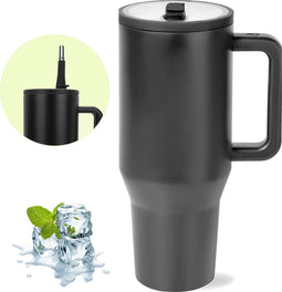 HI NATURE™ Luxe RVS Thermosbeker met Handvat en Rietje 1.2 liter (40oz) / Travel Cup - Tumbler Drinkfles – Waterfles – Dubbelwandige isolatie - Travel mug - Handige drinkbeker - Thermosfles - Thermoskan| Drinkflessen BPA- & Lekvrij (Zwart)