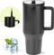 HI NATURE™ Luxe RVS Thermosbeker met Handvat en Rietje 1.2 liter (40oz) / Travel Cup - Tumbler Drinkfles – Waterfles – Dubbelwandige isolatie - Travel mug - Handige drinkbeker - Thermosfles - Thermoskan| Drinkflessen BPA- & Lekvrij (Zwart)