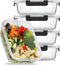 HI NATURE™ Vershoudbakjes set Glas - Meal Prep Bakjes - Luchtdicht vershouddoos van glas - Diepvriesbakjes - BPA Vrije Magnetronbakjes - Bewaarbakjes met deksel | 1L - Glas - 5 Stuks