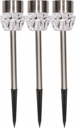 HI Padverlichting solar LED 3 st kristal