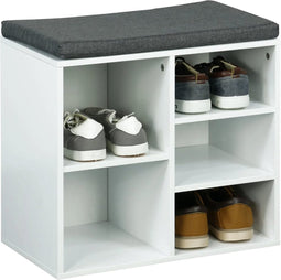 HI - Schoenenrek - met - kussen - 51,5x29x48 - cm - wit