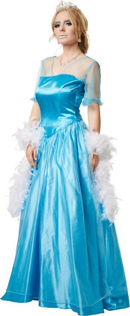 dressforfun IJsprinses XL - verkleedkostuum - zijdig glanzend - blauw/wit