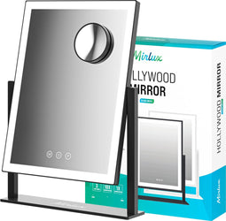 Mirlux Make Up Hollywood Spiegel met Verlichting - Visagie - Dimbaar LED Lampen Licht - 44x30cm - Zwart