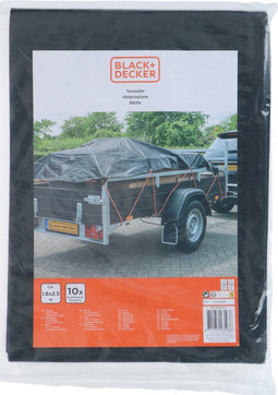 BLACK+DECKER Afdekzeil - Waterdicht - 160x250 cm - Zwart