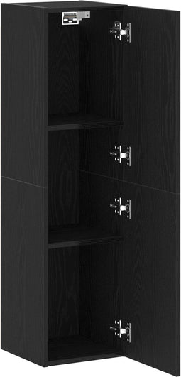 vidaXL - TV-meubel - Zwart - Eiken - 30,5x30x110 - cm - Gefabriceerd - Hout