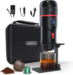 HIBREW H4 draagbare koffiemachine voor auto, DC12V koffiemachine espressocapsule poeder (zwart)