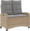 vidaXL - Tuinbankje - verstelbaar - met - kussens - poly - rattan - beige