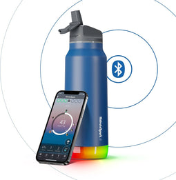 Hidrate Spark Straw slimme waterfles - Roestvrij staal - 946ml - LED verlichting - Deep Blue