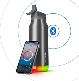 Hidrate Spark Straw slimme waterfles - Roestvrij staal - 946ml - LED verlichting - Zilverkleurig