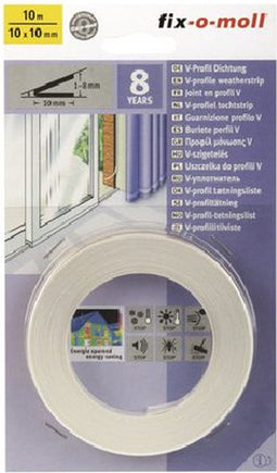Tochtband V-profiel 10x10mm - 10m - Wit - 1