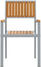 vidaXL - Tuinstoelen - 4 - stuks - Stapelbaar - Grijs - Massief - Acaciahout - en - Metaal