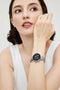 HiFuture Aura Smartwatch dames, 1,08 inch roestvrijstalen AMOLED-display, Stappenteller, Hartslagmeter, polshartslagmeter, echte Sp02-sensoren, IP68 waterdicht, activiteitenteller, magnetische lading compatibel met Android en iOS, kleur (Zwart)