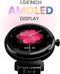 HiFuture Aura Smartwatch dames, 1,08 inch roestvrijstalen AMOLED-display, Stappenteller, Hartslagmeter, polshartslagmeter, echte Sp02-sensoren, IP68 waterdicht, activiteitenteller, magnetische lading compatibel met Android en iOS, kleur (Zwart)