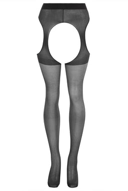 High Waist Jarretel Panty - Zwart