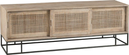 J-Line TV kast - 3 schuifdeuren - hout & metaal - naturel & zwart – woonaccessoires