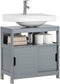 SoBuy FRG128-SG - Wastafelonderkast - 2 Schuifdeuren 1 Open Plank - Grijs 60x60x30cm