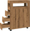 vidaXL - Badkamerkast - smal - met - wielen - bewerkt - hout - artisanaal - eiken
